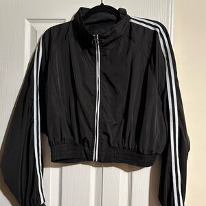 Love Tree Black Bomber Jacket with White Accents